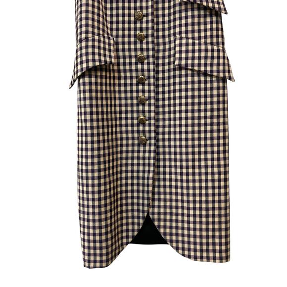 Anna Sui Shift Dress Sm Wool Purple Black Checkered Sleeveless Preppy Academia - Picture 9 of 16